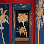 Обои с вышивкой ручной работы Deco Palms Original colourway on velvet варинант исполнения - 1 | Loft Concept в Самаре