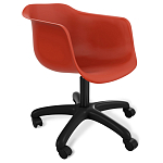 Стул пластиковый красного цвета на колесиках с подъемно-поворотным механизмом Eames Red варинант исполнения - 1 | Loft Concept в Самаре