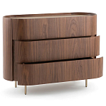 Комод округлой формы с тремя ящиками Walnut and Leather варинант исполнения - 3 | Loft Concept в Самаре