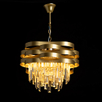 Люстра цвета матового золота с металлическими лентами и длинными прозрачными подвесками Gilded Waves варинант исполнения - 3 | Loft Concept в Самаре