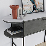 Консоль напольная серая с выдвижным ящиком и 2-мя полками с белой столешницей OTIS CONSOLE RETRO GRAY варинант исполнения - 4 | Loft Concept в Самаре