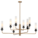 Люстра на штанге с 8-ю цилиндрическими матовыми плафонами и шарами из камня Orb Essence варинант исполнения - 5 | Loft Concept в Самаре