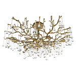 Потолочная люстра в виде ветвей деревьев золотого цвета с прозрачными подвесками-каплями Droplet Chandelier варинант исполнения - 3 | Loft Concept в Самаре