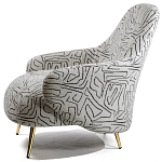Кресло мягкое с принтом на золотистых ножках Onlooker варинант исполнения - 1 | Loft Concept в Самаре