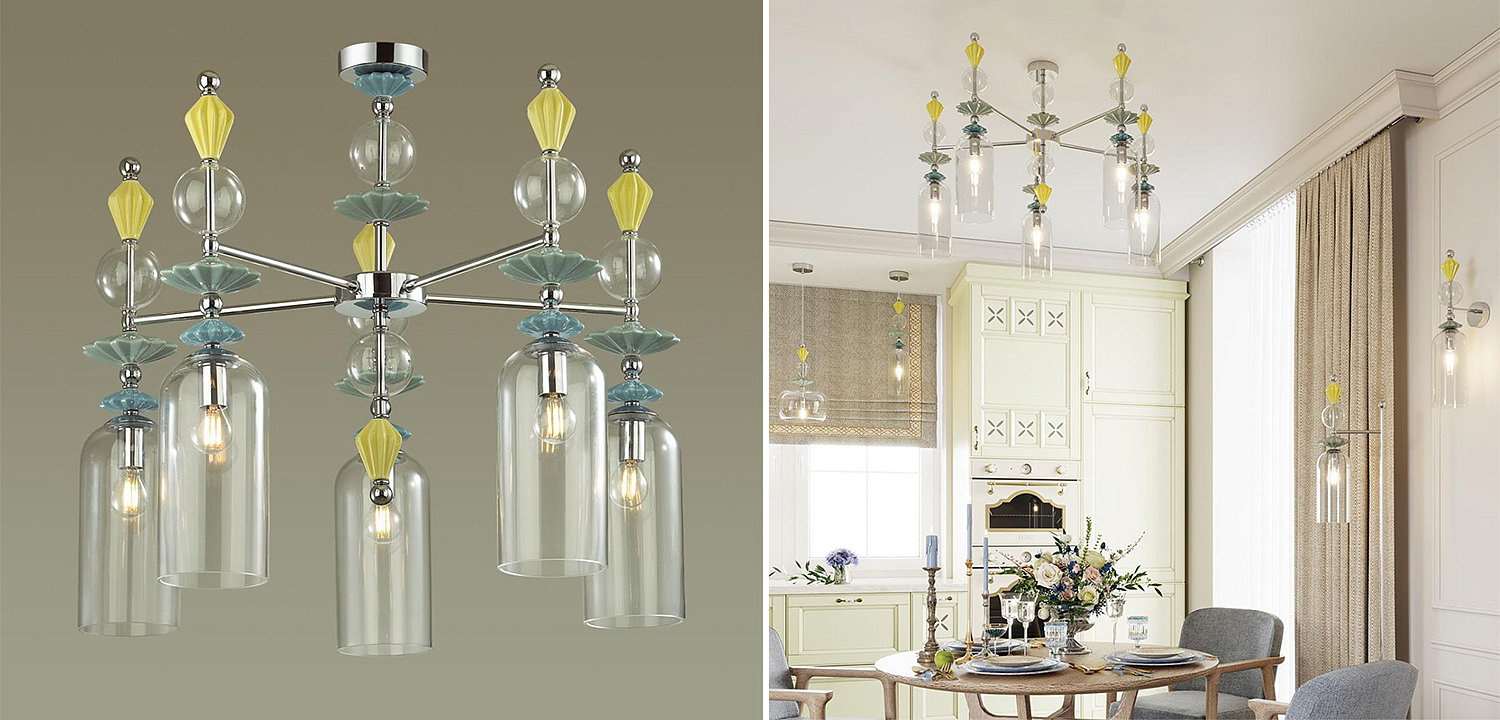Люстра Iris Glass Chandelier candy 5 chrome Люстра Iris Glass Chandelier candy 5 chrome - Loft-Concept в Самаре