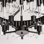 Люстра круглая из матового черного металла с подвесками из прозрачных стеклянных трубок Noir Tubes варинант исполнения - 10 | Loft Concept в Самаре