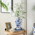 Ваза с бело-синей росписью и изображением цветов Blue & White Ornament варинант исполнения - 5 | Loft Concept в Самаре