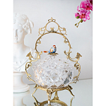 Конфетница с бронзовой ручкой и фарфоровой птичкой на крышке Eden Garden варинант исполнения - 4 | Loft Concept в Самаре