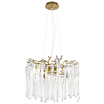 Люстра подвесная круглая в виде ветвей деревьев бронзового цвета с прозрачными подвесками-каплями Droplet Chandelier варинант исполнения - 3 | Loft Concept в Самаре