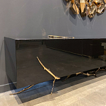 Дизайнерский комод чёрный глянцевый с основанием в виде золотых ветвей Meta Credenza  варинант исполнения - 3 | Loft Concept в Самаре