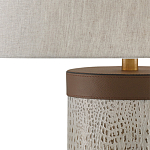 Настольная лампа с тканевым абажуром и основанием из кожи Leather Column варинант исполнения - 1 | Loft Concept в Самаре
