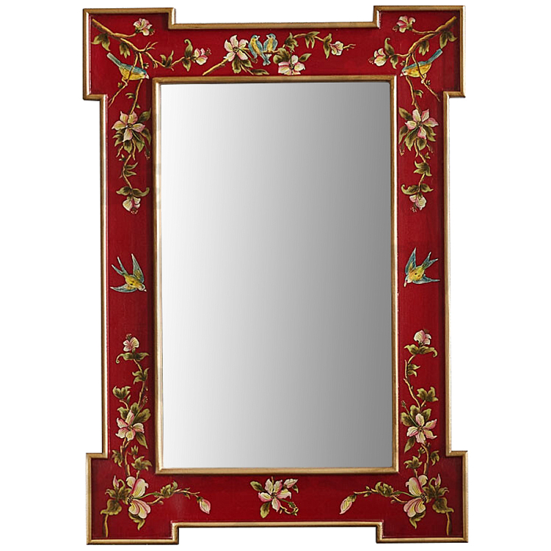 Зеркало в стиле Шинуазри ручная роспись Shao Chinoiserie Mirror Red Красный Золотой Мульти в Самаре | Loft Concept 