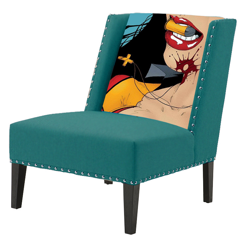 FUN Armchair "Super woman" Turquoise Дизайнерское кресло с цветным принтом Бирюзовый в Самаре | Loft Concept 