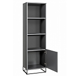 Стеллаж книжный цвета графит с 3-мя открытыми полками и дверкой Strict Lines варинант исполнения - 2 | Loft Concept в Самаре