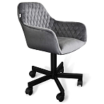 Стул с мягкой серой обивкой из велюра и подъемно-поворотным механизмом на черных колесиках Harper Gray варинант исполнения - 1 | Loft Concept в Самаре