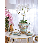 Блюдо из голубого фарфора с бронзовой ручкой в виде ветки Blue Garden варинант исполнения - 4 | Loft Concept в Самаре