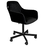 Стул с мягкой черной обивкой из велюра и подъемно-поворотным механизмом на колесиках Harper Black варинант исполнения - 1 | Loft Concept в Самаре