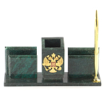 Настольный письменный набор из змеевика с визитницами и ручкой Successful Leader варинант исполнения - 1 | Loft Concept в Самаре