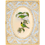 Декоративный постер с изображением птиц в раме с рельефным растительным узором Blooming Birds Poster варинант исполнения - 8 | Loft Concept в Самаре