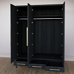 Большой Шкаф Primo Черный дуб с 3 дверьми и 3 выдвижными ящиками варинант исполнения - 8 | Loft Concept в Самаре