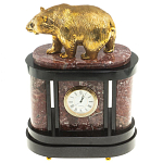 Часы настольные бронзовые с декором в виде медведя Bear Stone Clock варинант исполнения - 4 | Loft Concept в Самаре