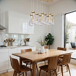 Люстра с 9-ю прозрачными стеклянными плафонами в форме капли Lucid Rain  варинант исполнения - 11 | Loft Concept в Самаре