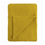 Плед из хлопка жемчужной вязки горчичного цвета Waffle Comfort варинант исполнения - 1 | Loft Concept в Самаре