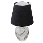Настольная лампа с черным тканевым абажуром и фактурным прозрачным основанием Black Cone варинант исполнения - 1 | Loft Concept в Самаре