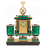 Настольный письменный набор из малахита и долерита с декором в виде герба России Leader Organizer варинант исполнения - 3 | Loft Concept в Самаре