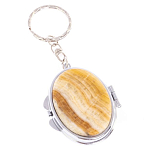 Зеркало брелок карманное двухстороннее из натурального камня Оникс Silver Stone Mirrors варинант исполнения - 1 | Loft Concept в Самаре