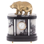 Часы настольные бронзовые с декором в виде медведя Bear Stone Clock варинант исполнения - 1 | Loft Concept в Самаре