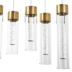 Люстра c 6-ю стеклянными плафонами золото Sparkling Bubbles Tube Gold Hanging Lamp варинант исполнения - 4 | Loft Concept в Самаре