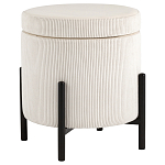 Молочный пуф на черных ножках SANJAY варинант исполнения - 1 | Loft Concept в Самаре