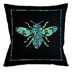 Подушка декоративная пчела с бирюзовым узором Ikat Pattern варинант исполнения - 1 | Loft Concept в Самаре