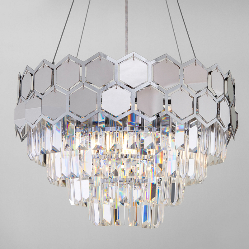 Люстра Hanging Hexagon Moira Chandelier chrome Прозрачный (Transparent) Хром Люстра Hanging Hexagon Moira Chandelier chrome Прозрачный (Transparent) Хром в Самаре | Loft Concept