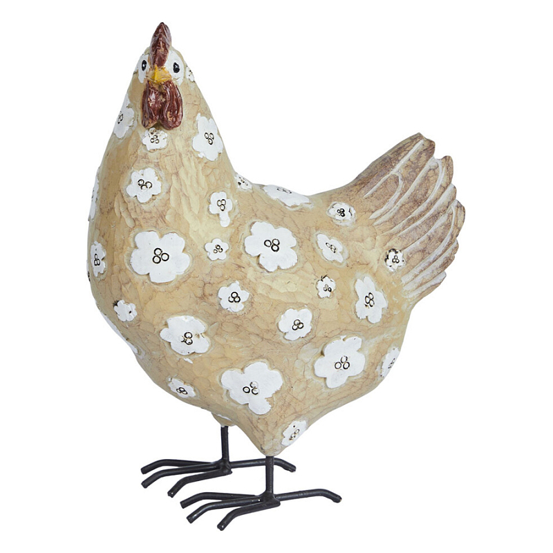 Статуэтка курица с белым цветочным узором и металлическими ножками Rustic Chicken Красный Бежевый Белый Черный в Самаре | Loft Concept 