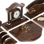 Настольный письменный набор с часами из природного камня обсидиана Competent Leader варинант исполнения - 4 | Loft Concept в Самаре