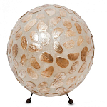 Настольная лампа из перламутра на металлическом каркасе Indonesian Circle варинант исполнения - 1 | Loft Concept в Самаре