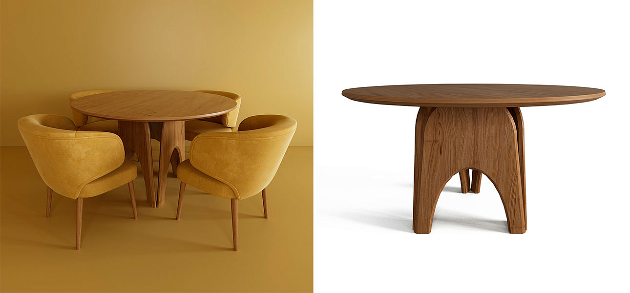 Обеденный круглый стол из дерева Pelican Dinner Table Обеденный круглый стол из дерева Pelican Dinner Table - Loft-Concept в Самаре