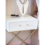 Приставной столик с выдвижным ящиком  White Table Carved Pattern варинант исполнения - 7 | Loft Concept в Самаре