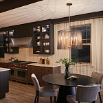 Люстра цвета латунь с 6-ю лампами свечами внутри цилиндрического абажура из черных металлических реек Kichler варинант исполнения - 7 | Loft Concept в Самаре