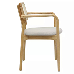 Стул обеденный с мягким сиденьем и спинкой из плетеного ротанга Wood and Textile Chair варинант исполнения - 2 | Loft Concept в Самаре