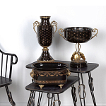 Ваза черного цвета из фарфора с золотистым узором и бронзовыми элементами Eden Garden porcelain and bronze варинант исполнения - 5 | Loft Concept в Самаре