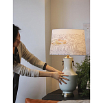 Настольная лампа с принтом на белом тканевом абажуре Roof Garden Lamp варинант исполнения - 5 | Loft Concept в Самаре