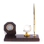 Настольный письменный набор с глобусом и ручкой из натурального обсидиана World Globe варинант исполнения - 1 | Loft Concept в Самаре