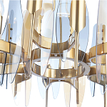 Люстра с вертикальными стеклянными элементами и металлическим каркасом цвета Латунь Vertical Glass варинант исполнения - 4 | Loft Concept в Самаре