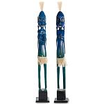 Комплект из 2-х деревянных статуэток Asmat Tall Statuettes Blue варинант исполнения - 1 | Loft Concept в Самаре
