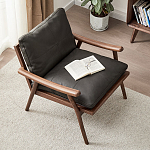 Кресло c каркасом из массива дерева и мягкой кожаной обивкой Walnut Armchair варинант исполнения - 2 | Loft Concept в Самаре