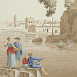 Обои ручная роспись Views of Italy Azure on Sepia варинант исполнения - 2 | Loft Concept в Самаре