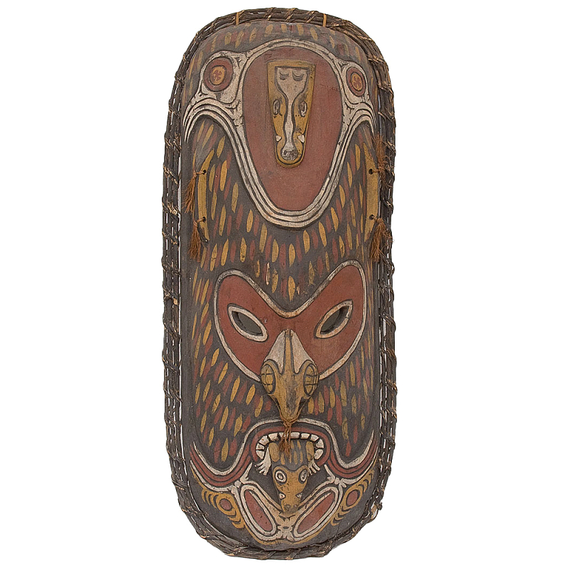 Деревянная расписная маска ручной работы Great Papuan Mask Коричневый Желтый Деревянная расписная маска ручной работы Great Papuan Mask Коричневый Желтый в Самаре | Loft Concept